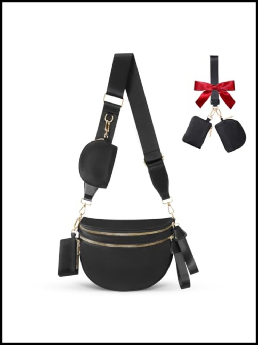 Nylon Crossbody Belt Bag Fanny Pack Waist Pack with RFID Pouches
